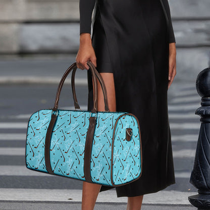 Hockey Stick And Puck Pattern Print Duffle Bag