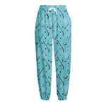 Hockey Stick And Puck Pattern Print Fleece Lined Knit Pants