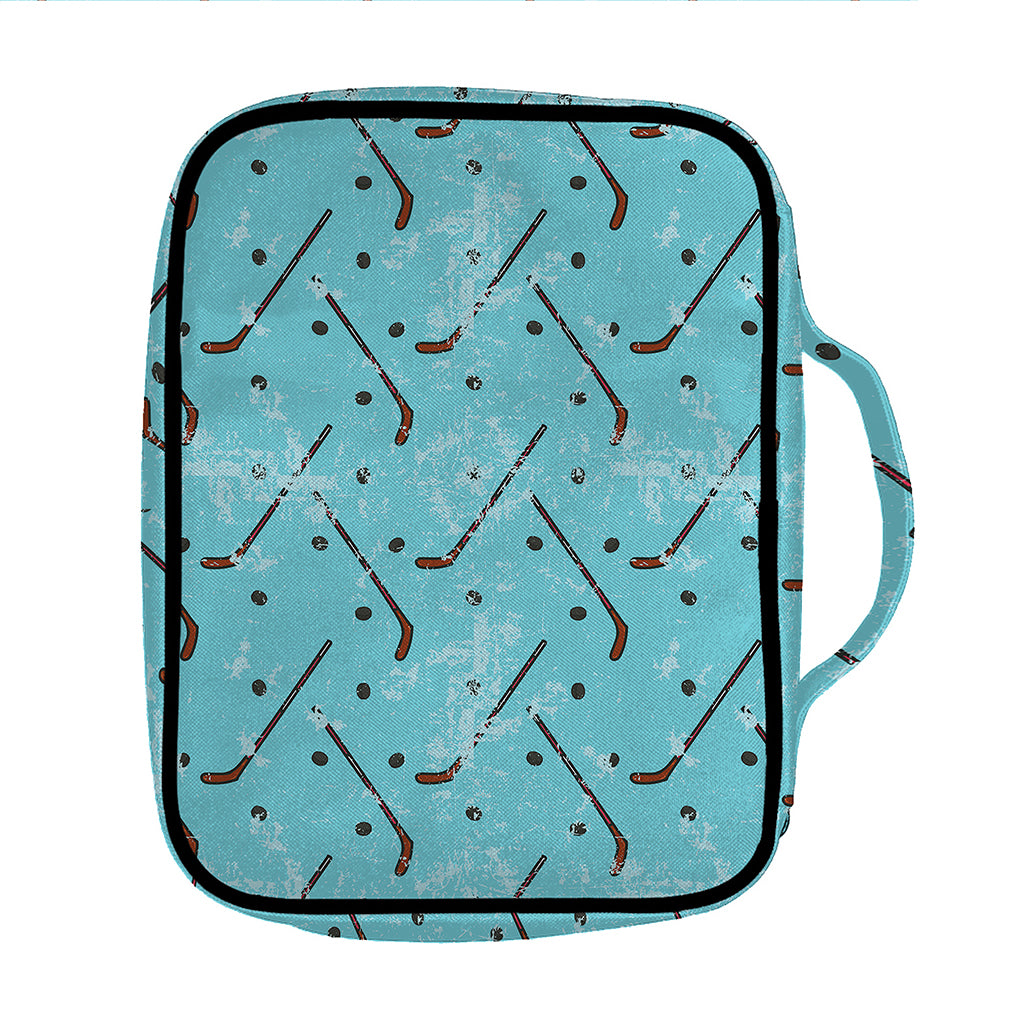 Hockey Stick And Puck Pattern Print Front Pocket Bible Bag