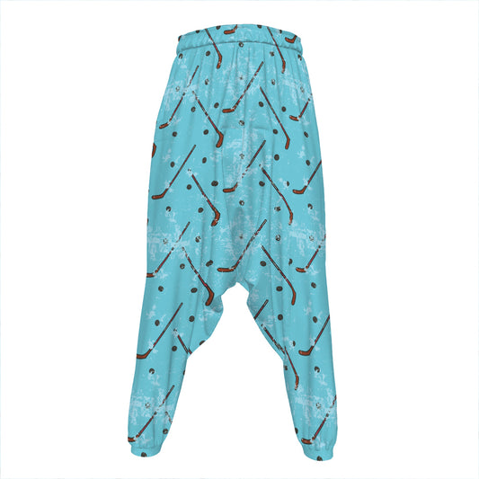 Hockey Stick And Puck Pattern Print Hammer Pants