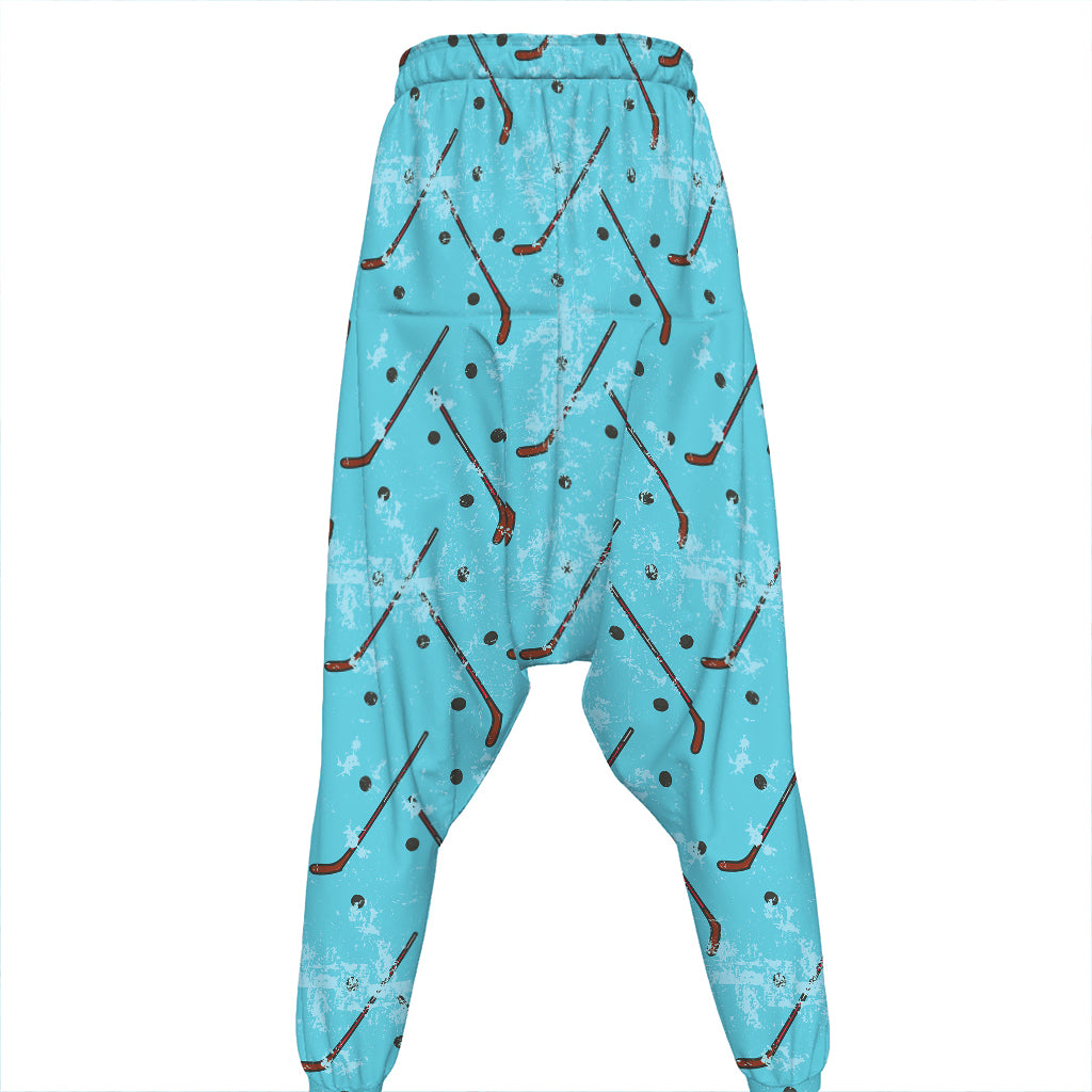 Hockey Stick And Puck Pattern Print Hammer Pants