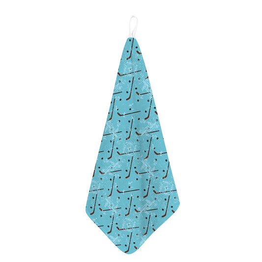Hockey Stick And Puck Pattern Print Hand Towel