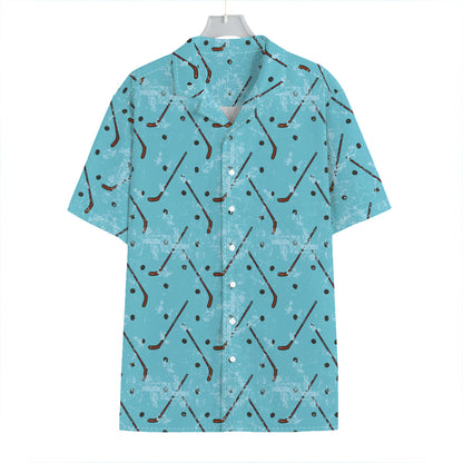 Hockey Stick And Puck Pattern Print Hawaiian Shirt