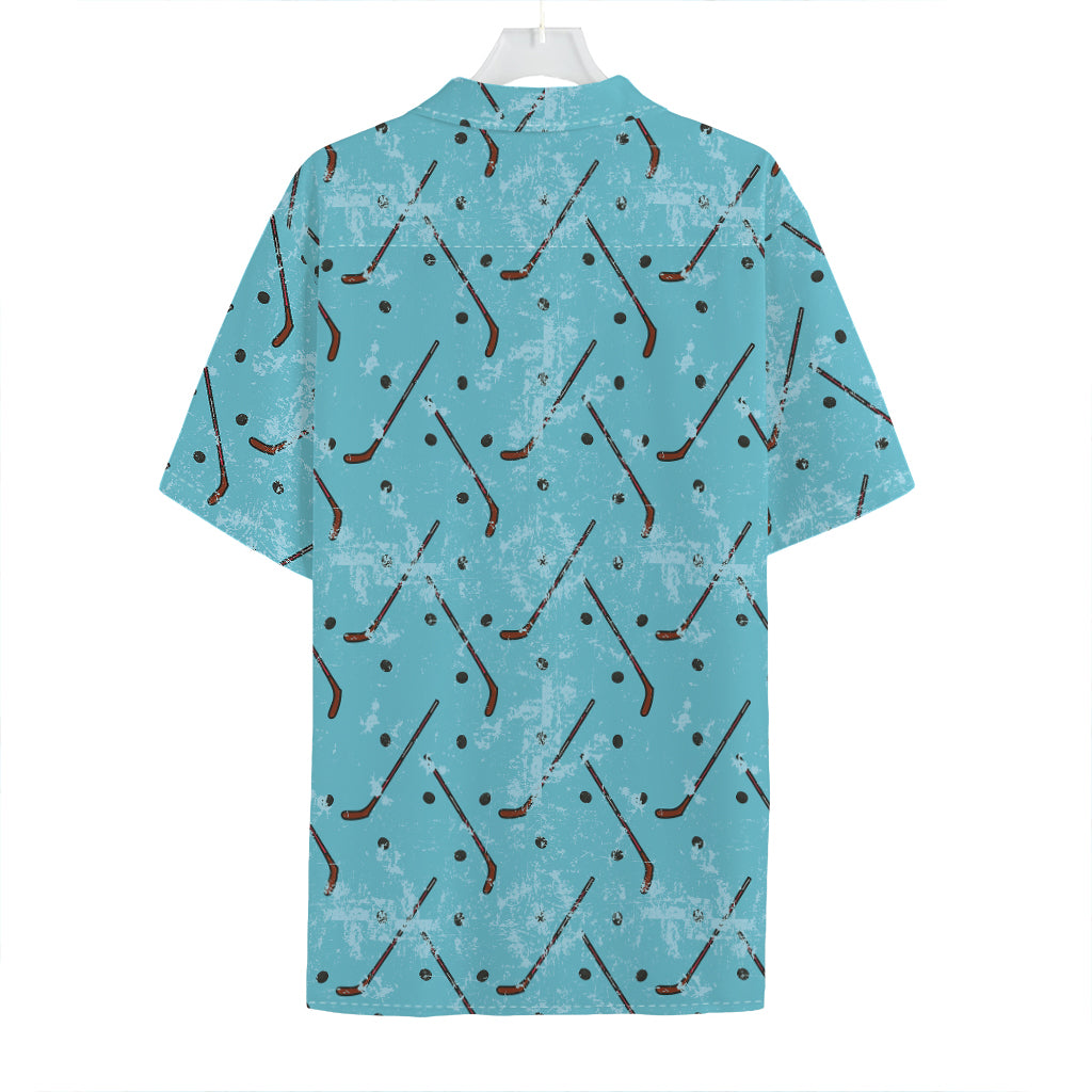 Hockey Stick And Puck Pattern Print Hawaiian Shirt