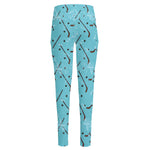 Hockey Stick And Puck Pattern Print High-Waisted Pocket Leggings