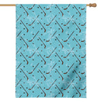 Hockey Stick And Puck Pattern Print House Flag