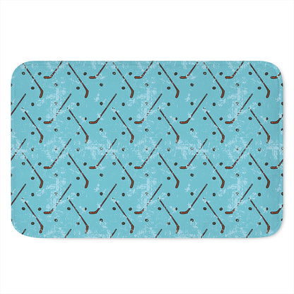 Hockey Stick And Puck Pattern Print Indoor Door Mat