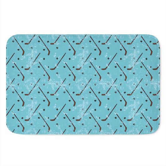 Hockey Stick And Puck Pattern Print Indoor Door Mat