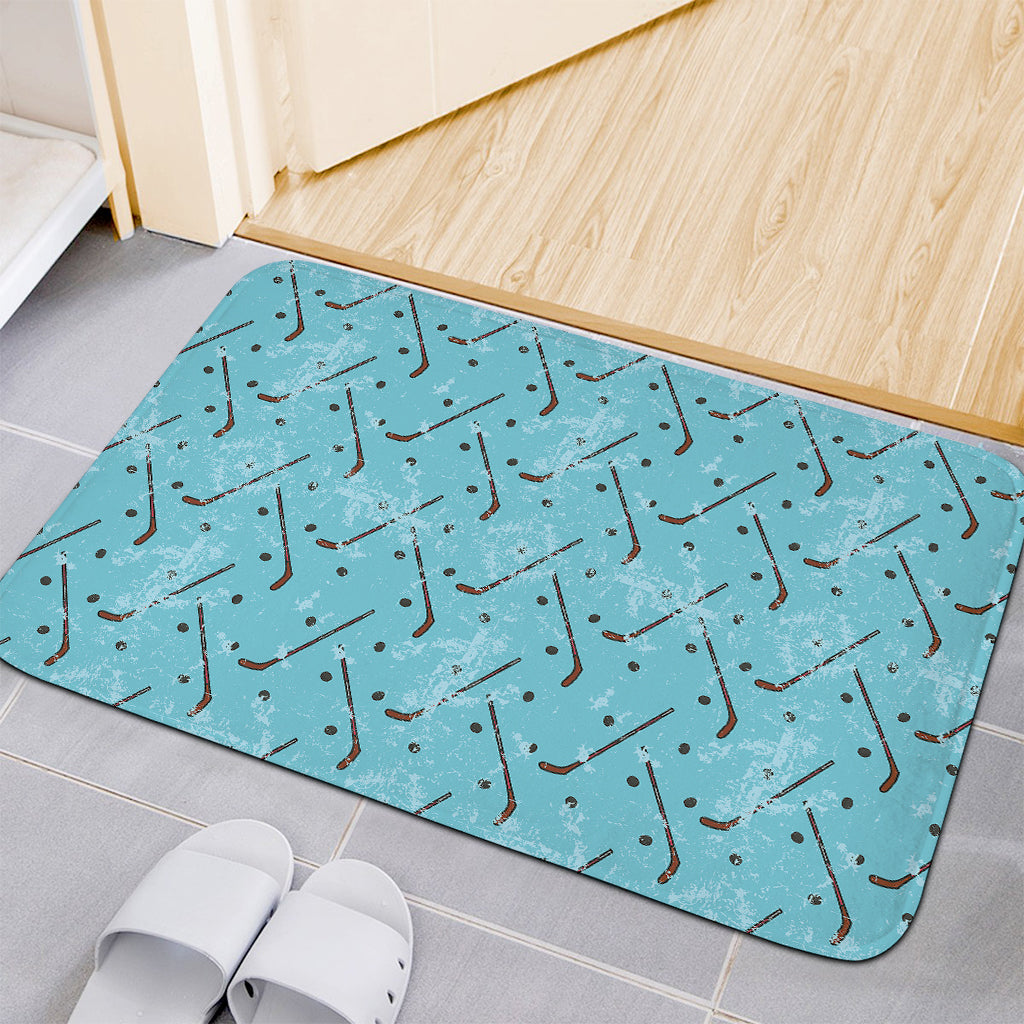 Hockey Stick And Puck Pattern Print Indoor Door Mat