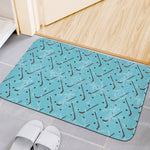 Hockey Stick And Puck Pattern Print Indoor Door Mat