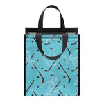 Hockey Stick And Puck Pattern Print Insulated Lunch Tote