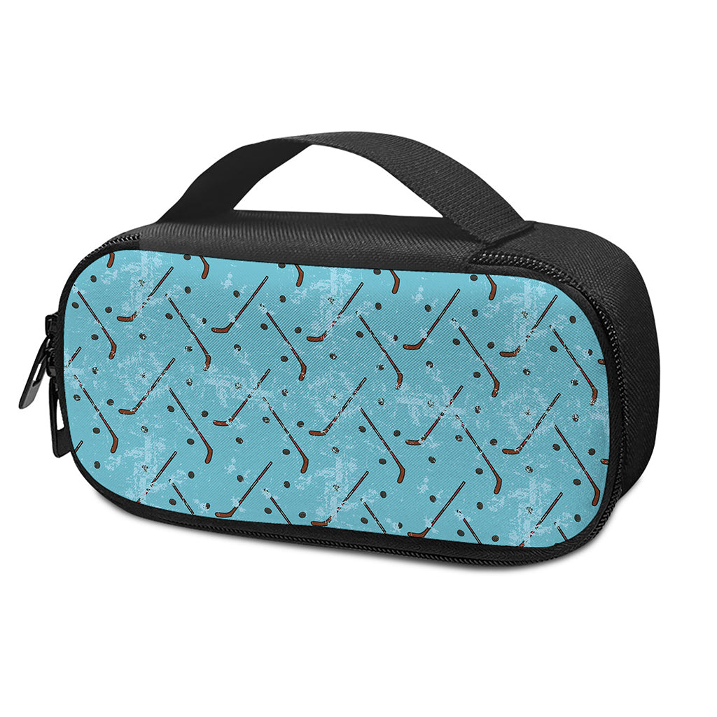 Hockey Stick And Puck Pattern Print Insulin Cooler Travel Case