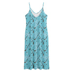 Hockey Stick And Puck Pattern Print Jersey Midi Cami Dress