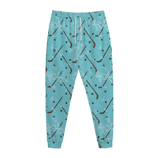 Hockey Stick And Puck Pattern Print Jogger Pants