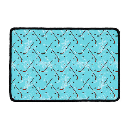 Hockey Stick And Puck Pattern Print Kitchen Mat