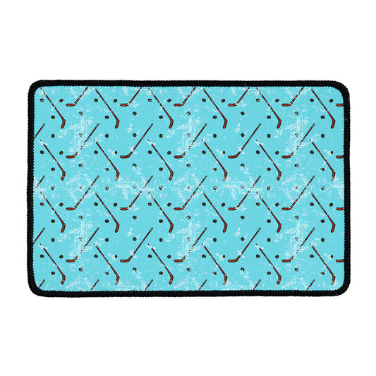 Hockey Stick And Puck Pattern Print Kitchen Mat