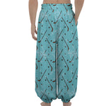 Hockey Stick And Puck Pattern Print Lantern Pants