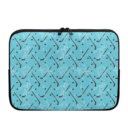 Hockey Stick And Puck Pattern Print Laptop Sleeve