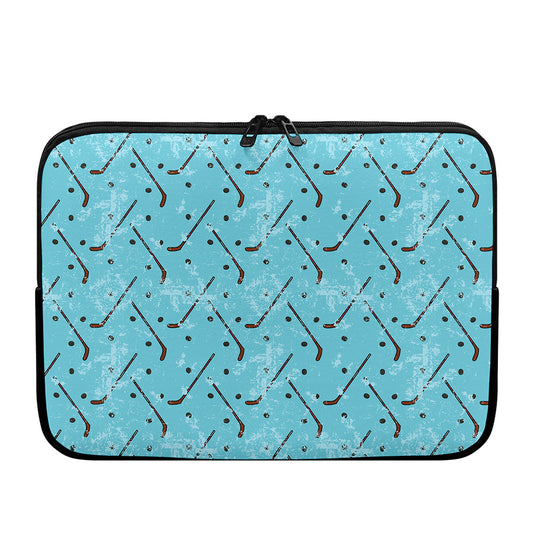 Hockey Stick And Puck Pattern Print Laptop Sleeve