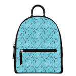 Hockey Stick And Puck Pattern Print Leather Backpack