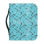 Hockey Stick And Puck Pattern Print Leather Bible Cover
