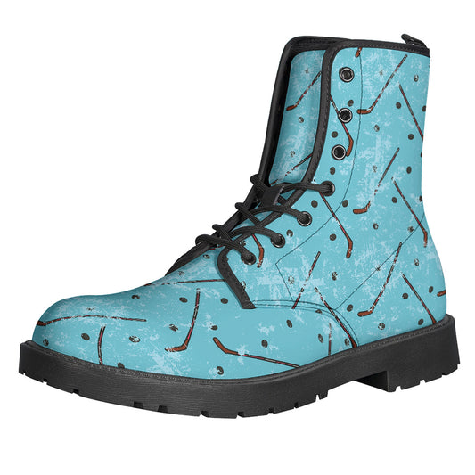 Hockey Stick And Puck Pattern Print Backpack