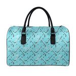 Hockey Stick And Puck Pattern Print Leather Duffle Bag