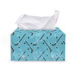 Hockey Stick And Puck Pattern Print Leather Tissue Box Cover