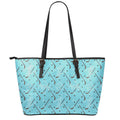Hockey Stick And Puck Pattern Print Leather Tote Bag With Zipper
