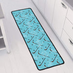 Hockey Stick And Puck Pattern Print Long Kitchen Mat