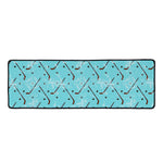 Hockey Stick And Puck Pattern Print Long Kitchen Mat