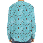 Hockey Stick And Puck Pattern Print Long Sleeve Baseball Jersey