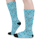 Hockey Stick And Puck Pattern Print Long Socks