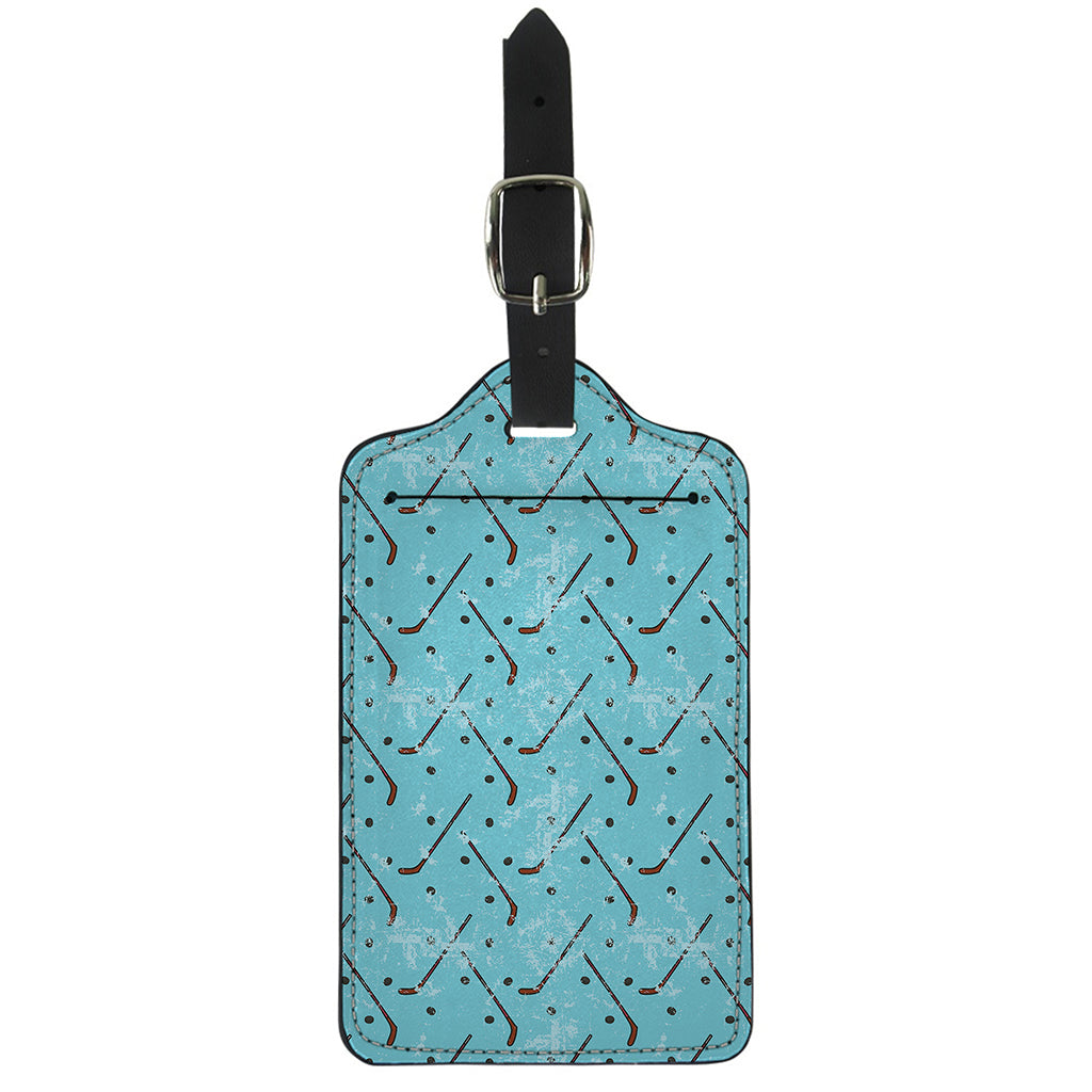 Hockey Stick And Puck Pattern Print Luggage Tag