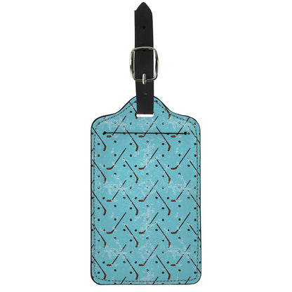 Hockey Stick And Puck Pattern Print Luggage Tag