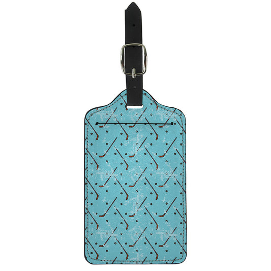 Hockey Stick And Puck Pattern Print Luggage Tag