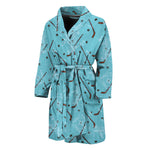 Hockey Stick And Puck Pattern Print Men's Bathrobe