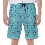Hockey Stick And Puck Pattern Print Men's Beach Shorts