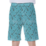 Hockey Stick And Puck Pattern Print Men's Beach Shorts