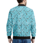 Hockey Stick And Puck Pattern Print Men's Bomber Jacket