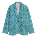 Hockey Stick And Puck Pattern Print Men's Cotton Blazer