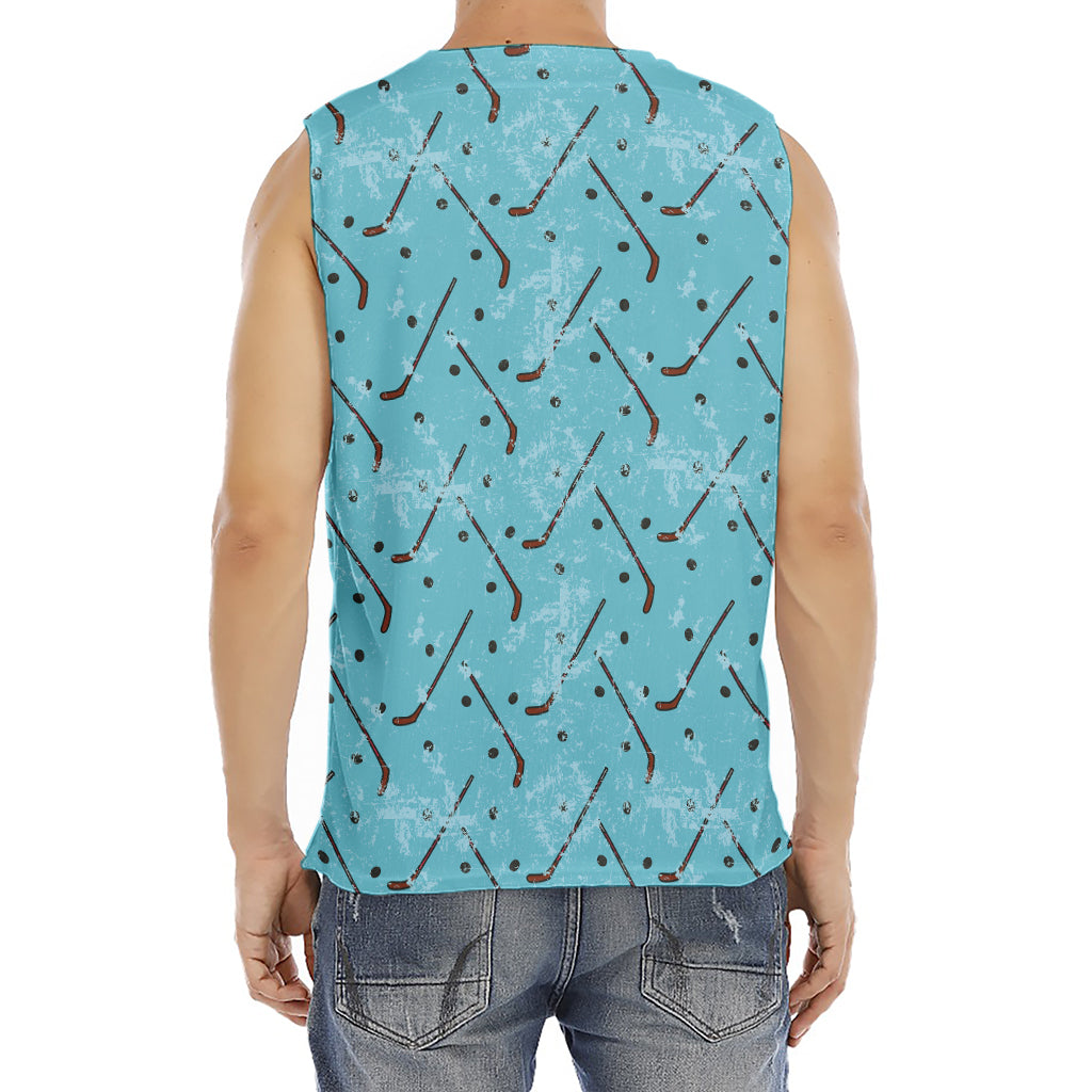 Hockey Stick And Puck Pattern Print Men's Fitness Tank Top