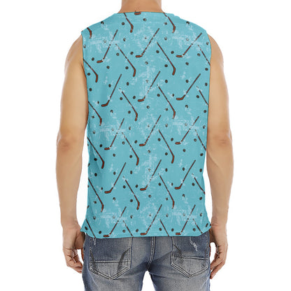 Hockey Stick And Puck Pattern Print Men's Fitness Tank Top