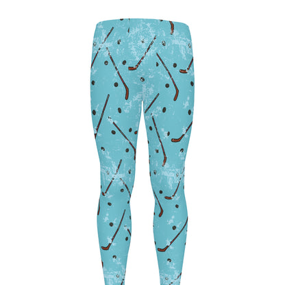 Hockey Stick And Puck Pattern Print Men's leggings
