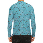 Hockey Stick And Puck Pattern Print Men's Long Sleeve Rash Guard