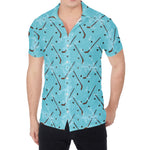 Hockey Stick And Puck Pattern Print Men's Shirt