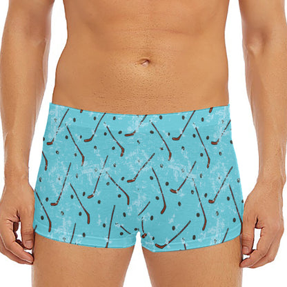 Hockey Stick And Puck Pattern Print Men's Short Boxer Briefs