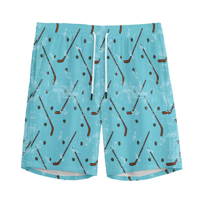 Hockey Stick And Puck Pattern Print Men's Sports Shorts