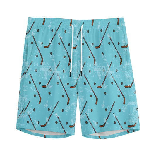 Hockey Stick And Puck Pattern Print Men's Sports Shorts