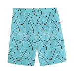 Hockey Stick And Puck Pattern Print Men's Sports Shorts
